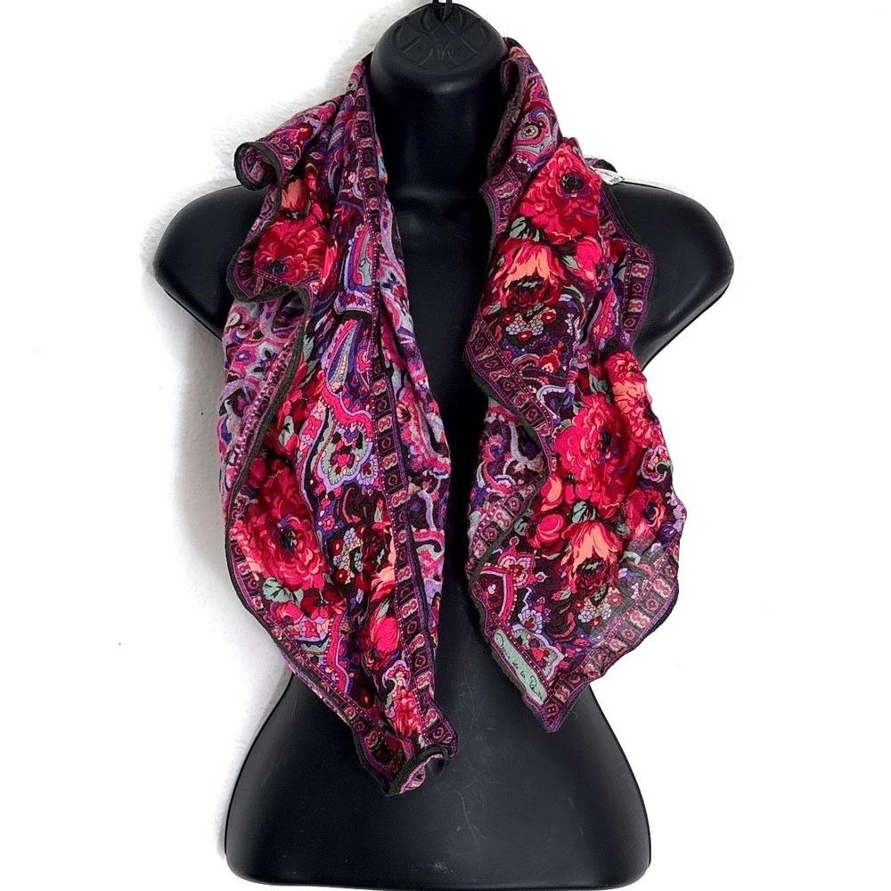 Vintage Oscar de la Renta Floral Paisley Scarf Pink Purple Artsy  Whimsical